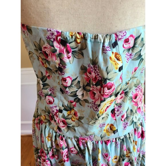 LARGE Maggie Tang 50s Swing Vintage Rockabilly Retro Floral Halter Dress - Picture 5 of 6